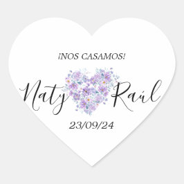 Calcomanía Floral en Tonos Lilas Herz-Aufkleber