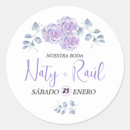 Calcomanía Floral en Tonos Lilas Runder Aufkleber