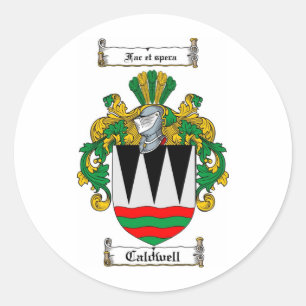 CALDWELL-FAMILIENWAPPEN - WALDBÜCHER RUNDER AUFKLEBER