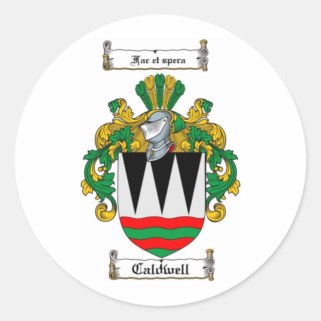 CALDWELL-FAMILIENWAPPEN - WALDBÜCHER RUNDER AUFKLEBER (Vorderseite)