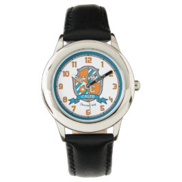 Caleb Buchstabe C Name bedeutet Wappen wolf orange Armbanduhr