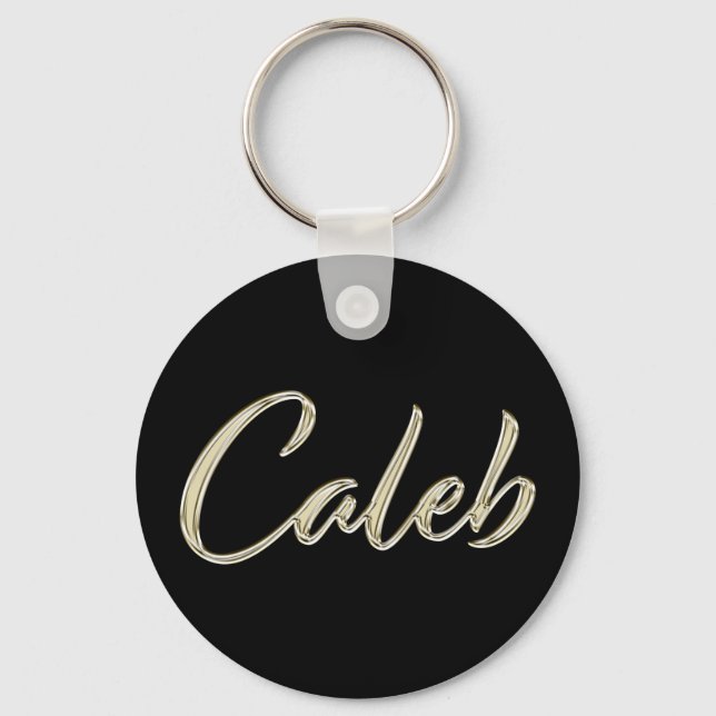 Caleb Name whitegold Button Porte-clés (Recto)