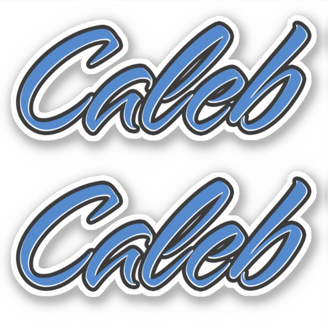 Caleb Nom autocollant Stickerset bleu (Devant)