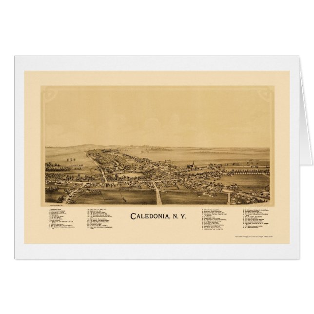 Caledonia, carte panoramique de NY - 1892 (Devant horizontal)