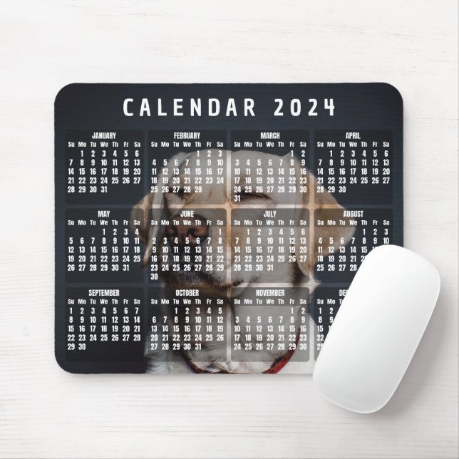 Calendar 2024 Foto-Mauspad hochladen Mousepad (Mit Mouse)