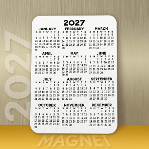Calendar - Basiliche Minimal Schwarz und Weiß Magnet