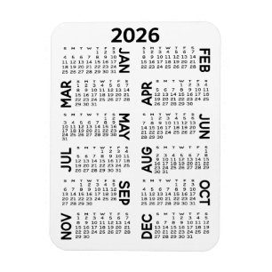 Calendar - Basiliche Minimal Schwarz und Weiß Magnet