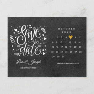 Calendar Gold Herzklappen Ankündigungspostkarte
