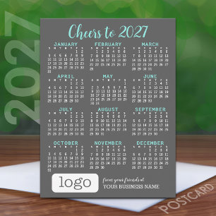 Calendar Gray Aqua Business Logo - Urlaub Postkarte