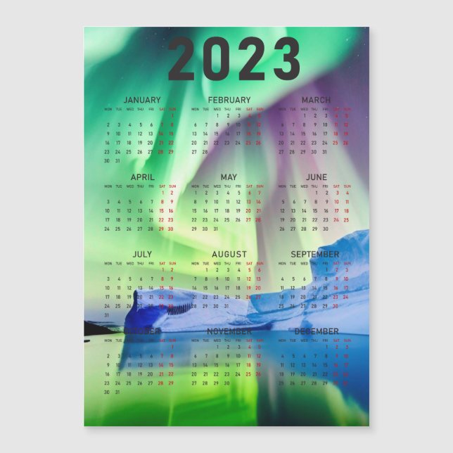 Calendar Magnet - Aurora Borealis über Wasser (Vorderseite)