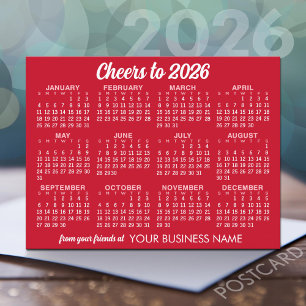 Calendar Red White Business MCM Muster Ankündigungspostkarte