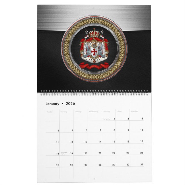 Calendrier [100] Armoiries des chevaliers Templiers (Jan 2026)