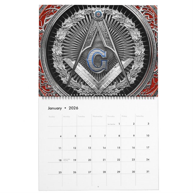 Calendrier [100] Maître Mason - Carré et Compas Argent (Jan 2026)