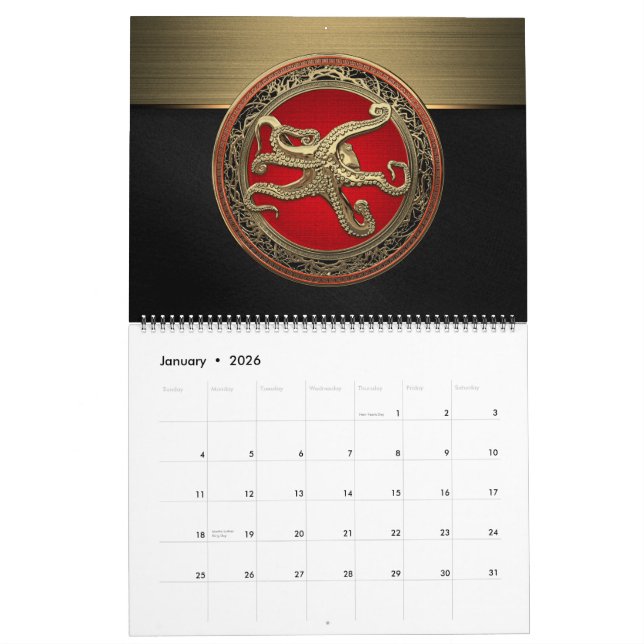 Calendrier [100] Octopus d'or sacré en posture défensive (Jan 2026)