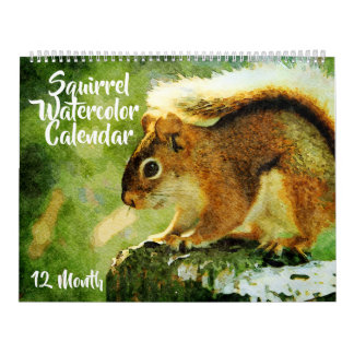 Calendrier 12 mois - Peinture d'aquarelle de la faune de l'éc