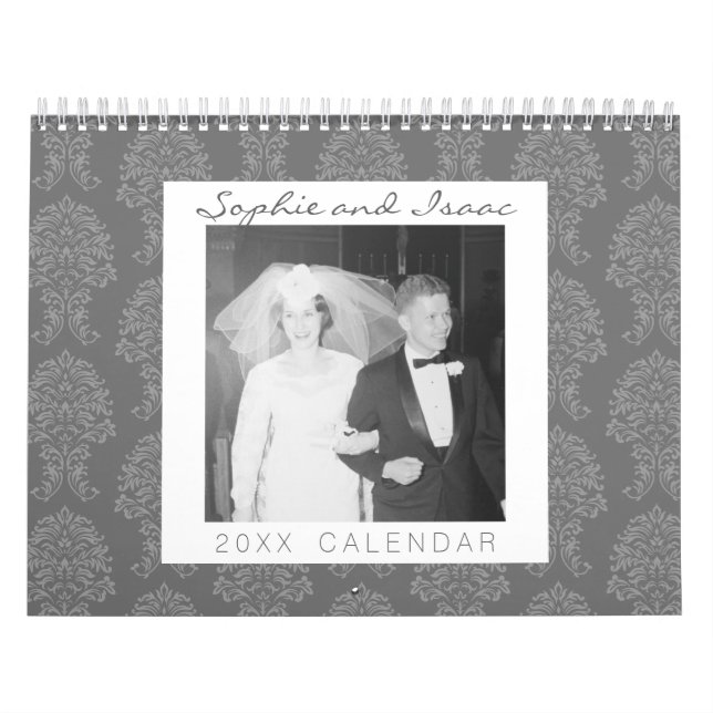 Calendrier 17 Collage de photos et modèles de Damas (Protection)