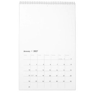Calendrier 17" x 11" page simple blanc moyen
