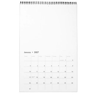 Calendrier | 17" x 11" Simple page Moyen Noir