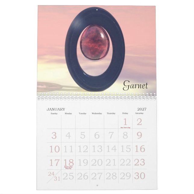 Calendrier 2008 de pierre porte-bonheur (Jan 2027)