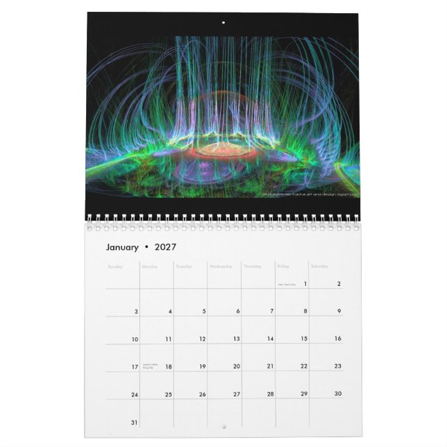 calendrier 2010 de fractale d'apophysis (Jan 2027)