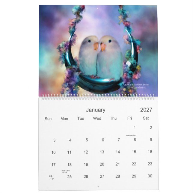 Calendrier 2011 d'art d'inséparables (Jan 2027)