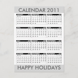 Calendrier 2011 Happy Holidays Carte Postale Grey