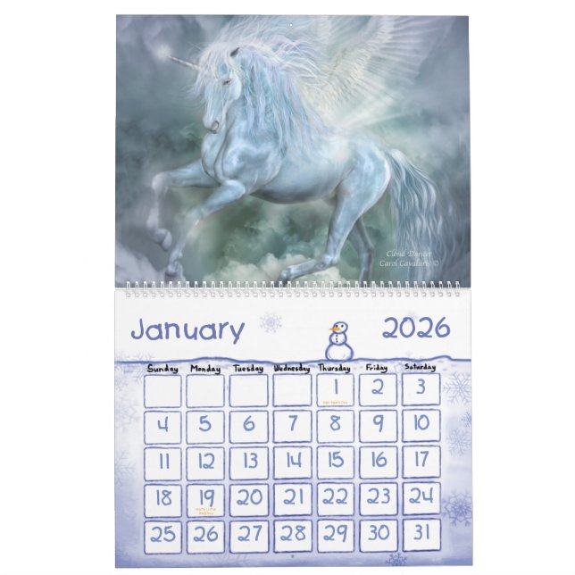 Calendrier 2012 d'art de licornes (Jan 2026)