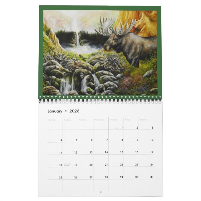 Calendrier 2012 de l'art faunique Art par David Pa (Jan 2026)