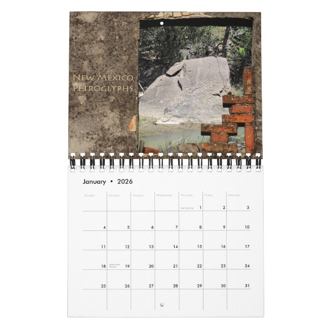 Calendrier 2012 de pétroglyphes du Nouveau Mexique (Jan 2026)