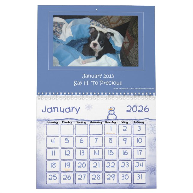 Calendrier 2013 de Boston Terrier (Jan 2026)