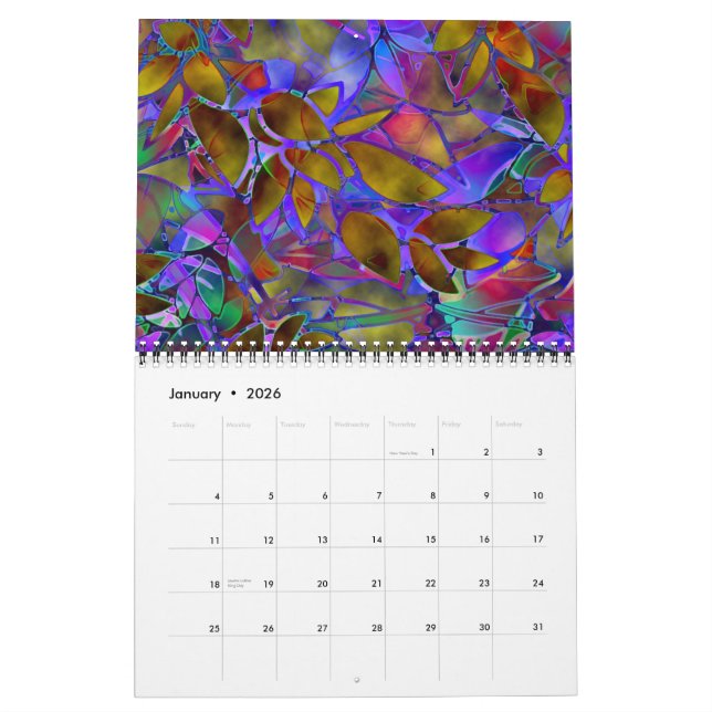 Calendrier 2014 Verre Abstrait Floral (Jan 2026)