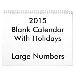 Calendrier 2015 Blanc Avec Vacances Nombres Élevés