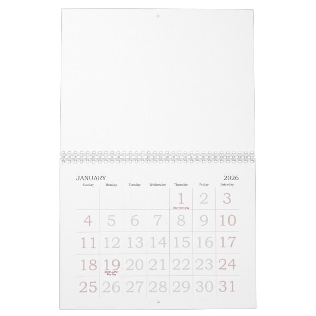 Calendrier 2015 Blanc Avec Vacances Nombres Élevés (Jan 2026)