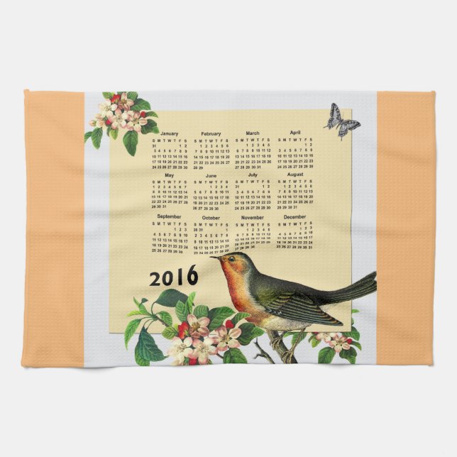 Calendrier 2016 avec la serviette de cuisine (Horizontal)