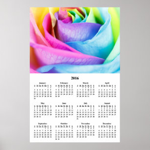 Calendrier 2016 Rose Arc-en-ciel Affiche