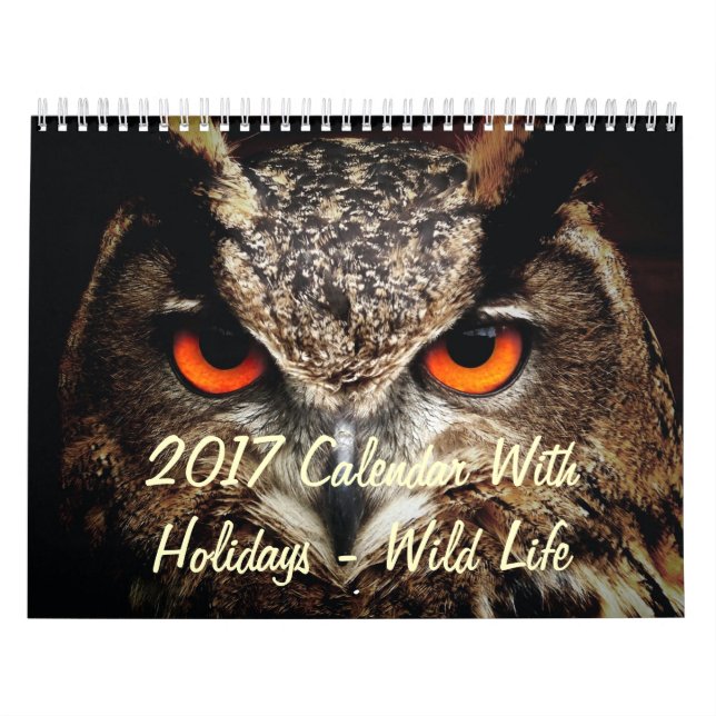 Calendrier 2017 Avec Vacances - Vie Sauvage (Protection)