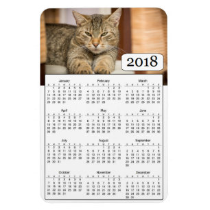 Calendrier 2018 Personnalisé Photo de chat Magnet