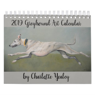 Calendrier 2019 d'art de lévrier par Charlotte