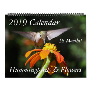 Calendrier 2019 floral d'oiseaux et de fleurs de