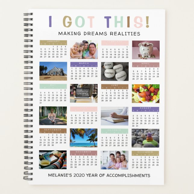 Calendrier 2020 J'AI OBTENU CES Objectifs Photos p (Devant)