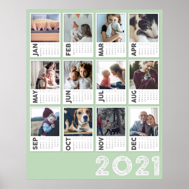 Calendrier 2021 Affiche Moderne de Collage de Phot (Devant)