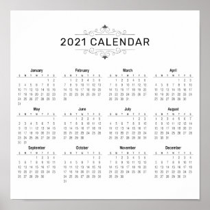 Calendrier 2021 simple mais élégant Poster