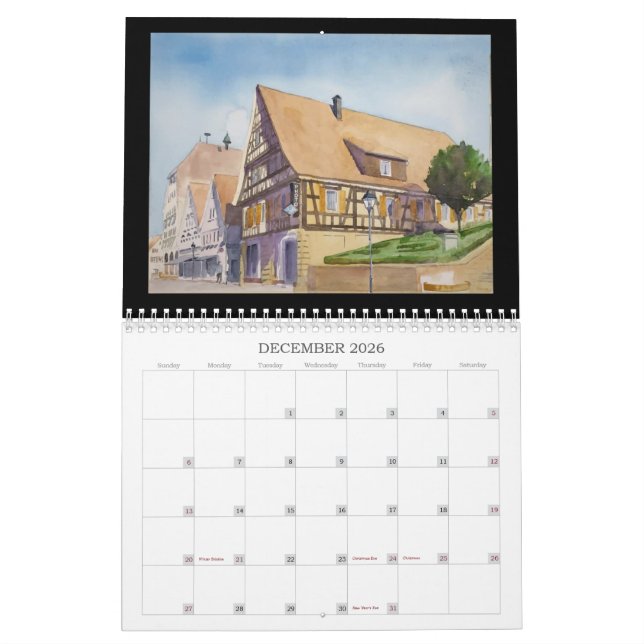 Calendrier 2021, "Une année de peinture aquarelle" (Dec 2026)