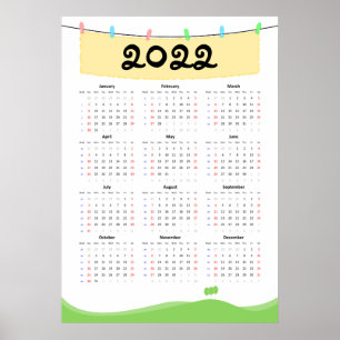 Calendrier 2022 Affiche - Début dimanche