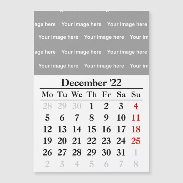 Calendrier 2022 Décembre Carte magnétique (Devant)