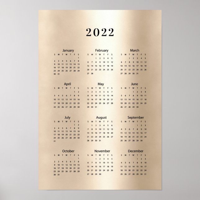 Calendrier 2022 Gold Poster (Devant)