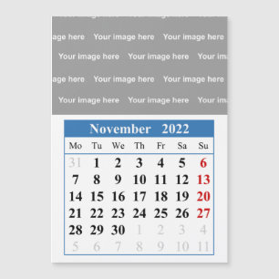 Calendrier 2022 Novembre Carte magnétique