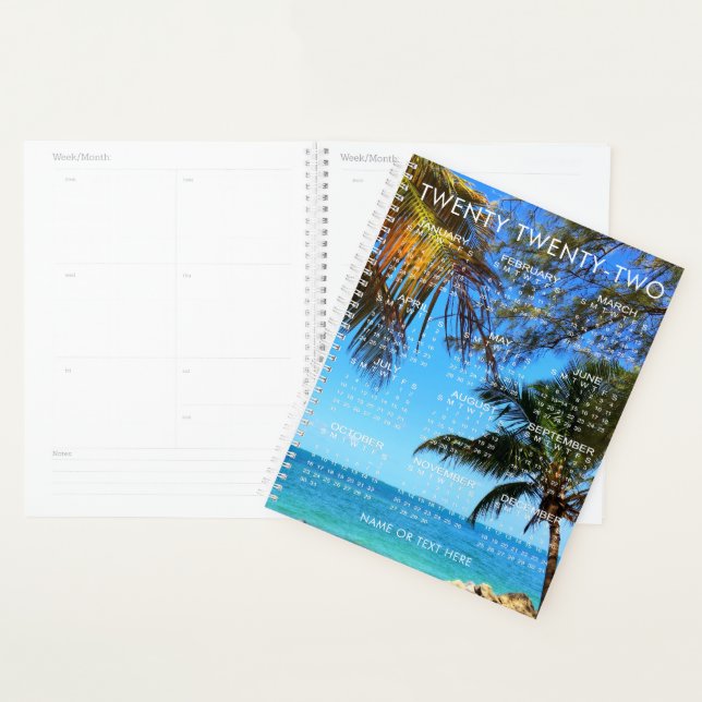 Calendrier 2022 Plage tropicale ou votre texte pho (Devant avec enveloppe)