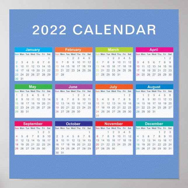 Calendrier 2022 simple et joli | Poster (Devant)