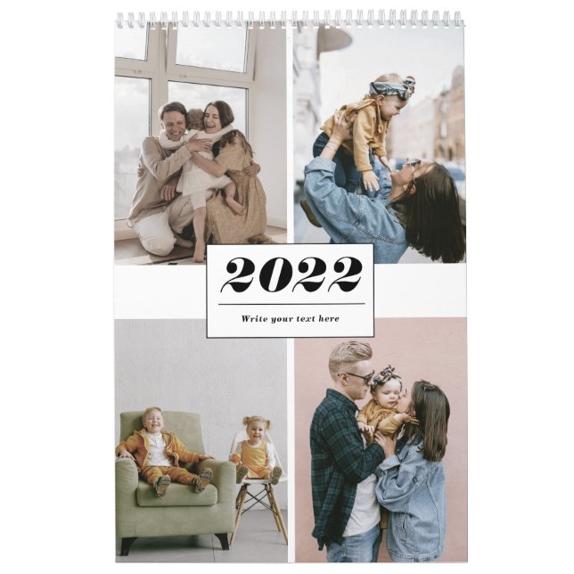 Calendrier 2022 simple moderne tendance collage photo de fami (Protection)